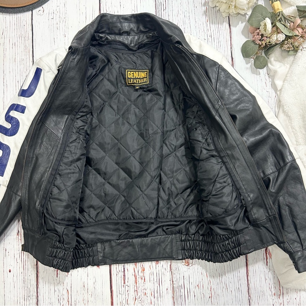 Genuine Leather vintage western bomber USA flag jacket NWT - Picture 12 of 12